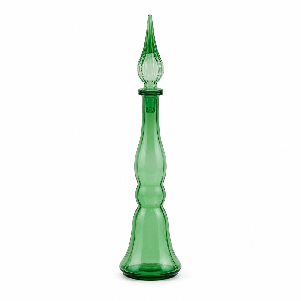 Vintage Empoli Italy Bell Pattern Green Genie Bottle Decanter